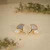 Pearl Leaf Arc Stud Earrings – 18K Gold Plated Anti-Tarnish Earrings