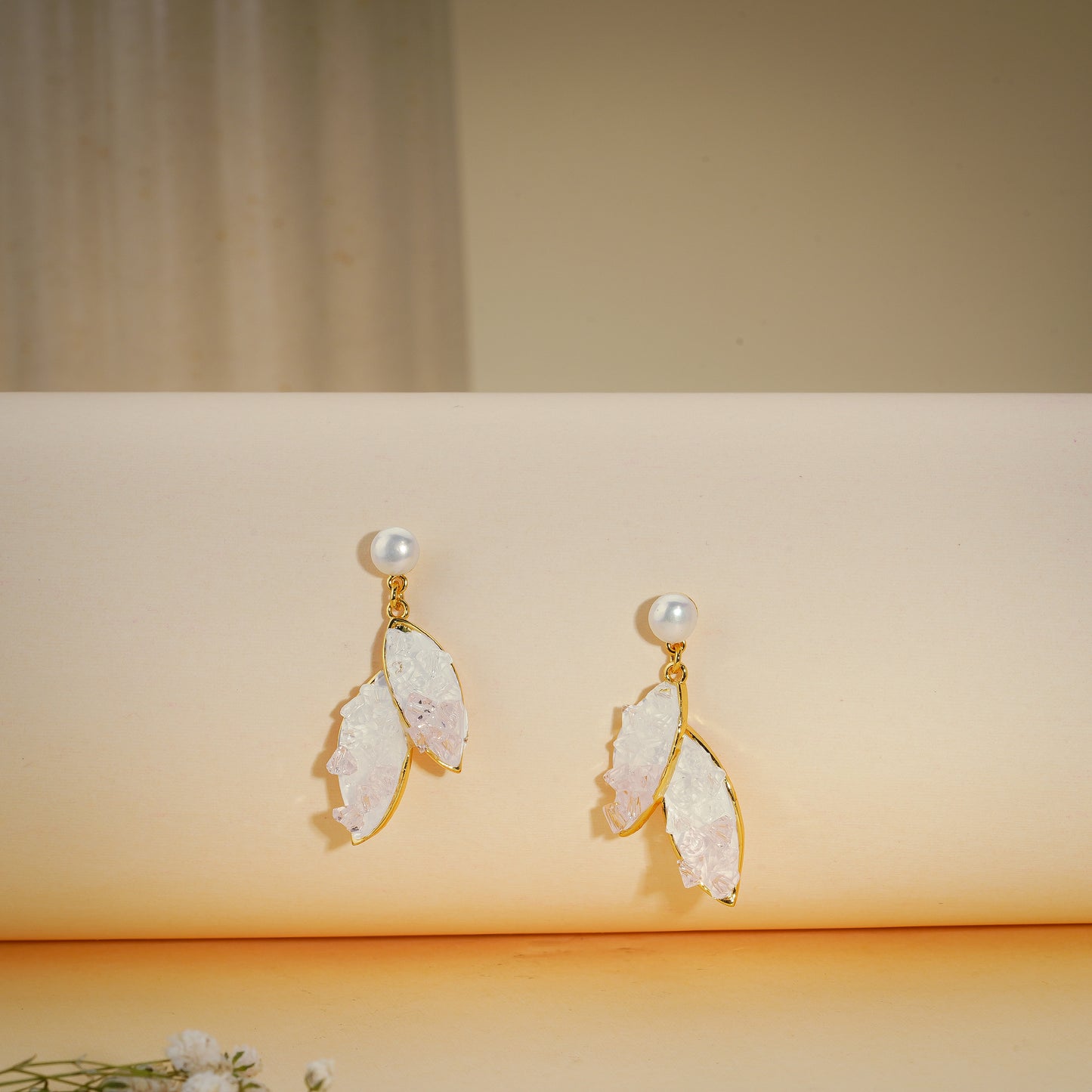 Crystal Petal Drop Earrings – 18K Gold Plated Anti-Tarnish Earrings