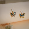 Midnight Butterfly Pearl Drop Earrings – 18K Gold Plated Anti-Tarnish Earrings