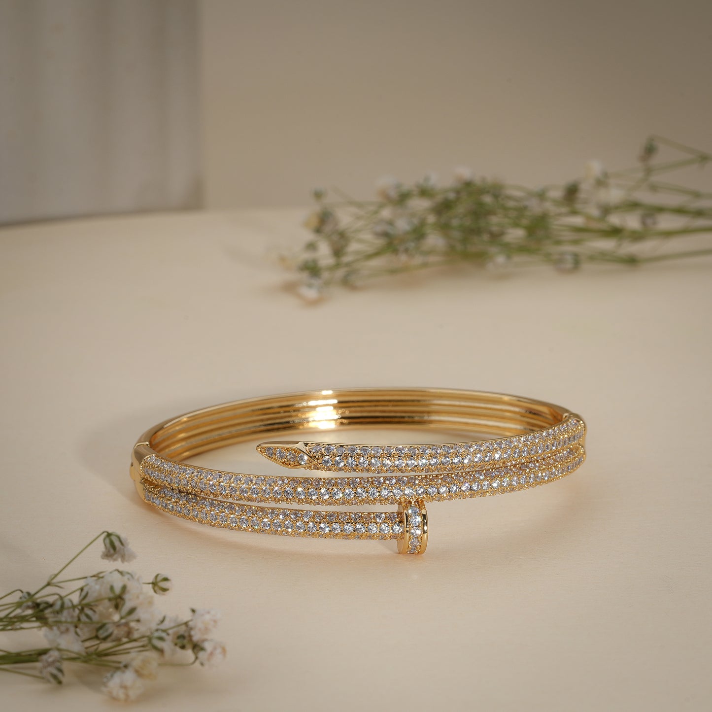 18K Gold Coated Crystal Nail Bracelet – Anti Tarnish Demi-Fine Jewellery