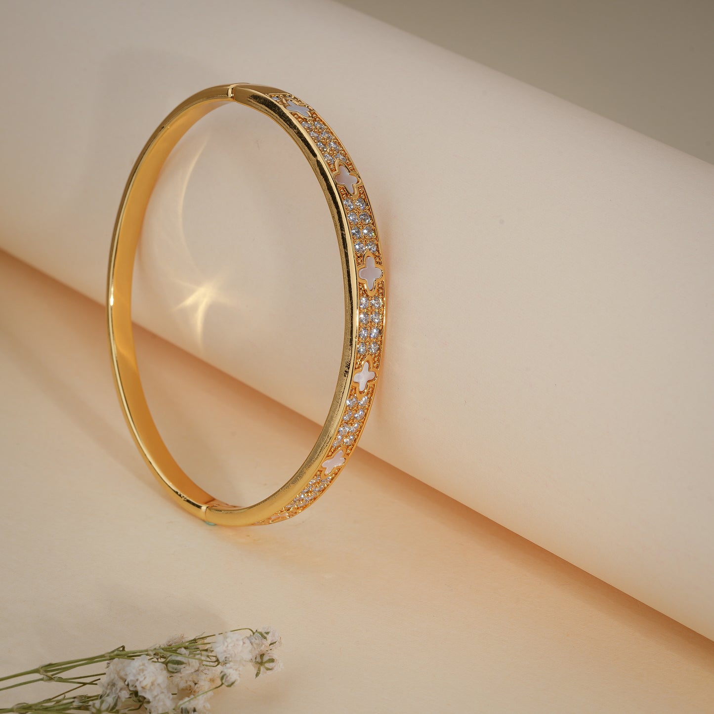 18K Gold Coated Clover Crystal Bracelet – Anti Tarnish Demi-Fine Jewellery