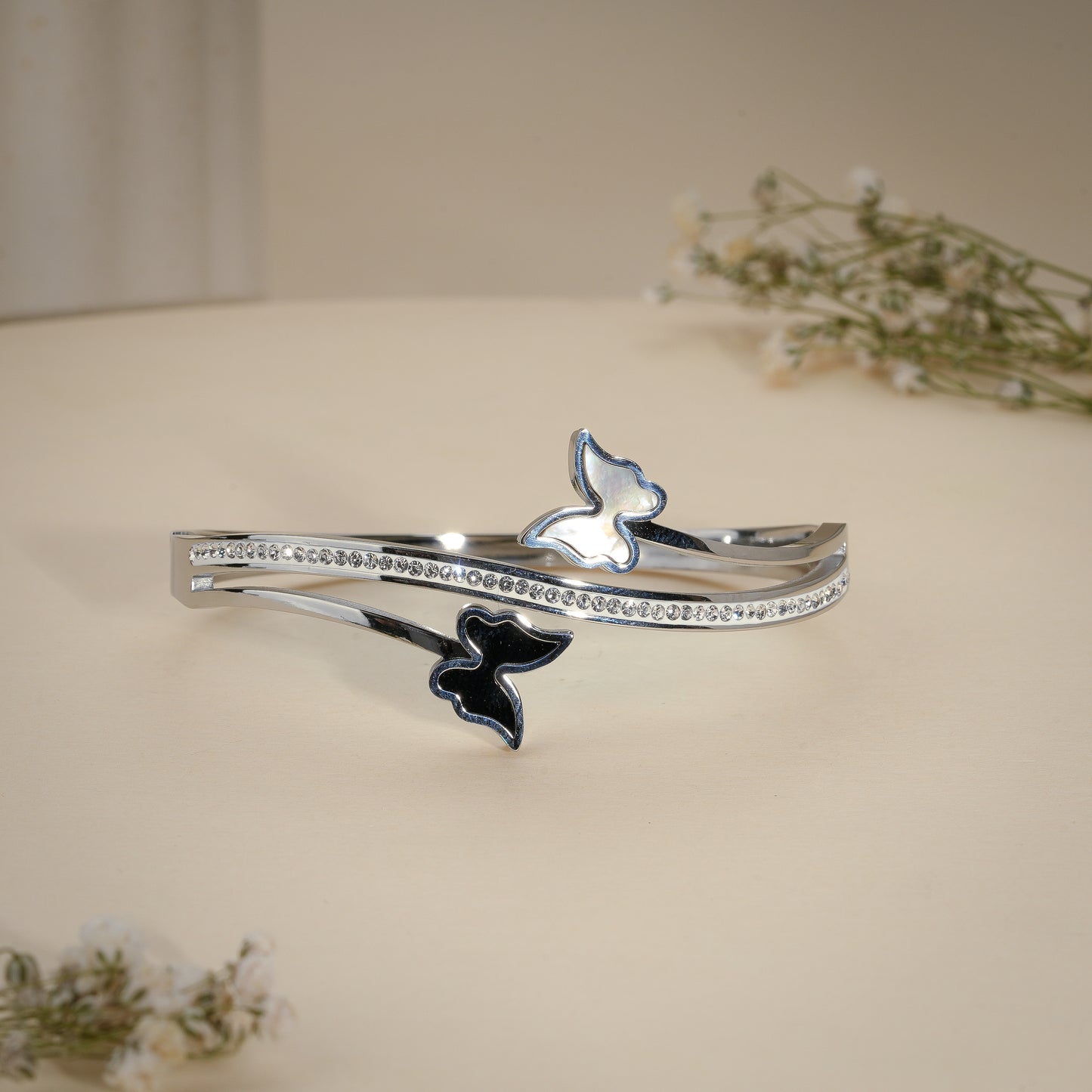 White Gold Coated Butterfly Crystal Bracelet – Anti Tarnish Demi-Fine Jewellery