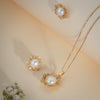 Elegant Pearl & CZ Flower Jewelry Set – Pendant with Chain & Stud Earrings