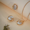 Luxury Baroque Pearl Designer Pendant Set with CZ – Gold Finish