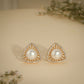 Pearl Triangle Crystal Stud Earrings