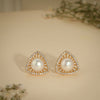 Pearl Triangle Crystal Stud Earrings
