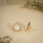 Pearl Triangle Crystal Stud Earrings