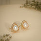 Pearl Triangle Crystal Stud Earrings