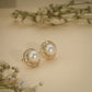 Pearl Halo Crystal Stud Earrings – Luxury Demi Fine Jewellery