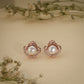 Royal Pearl Crown Stud Earrings – Rose Gold Plated Anti-Tarnish Earrings