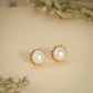Sunburst Pearl Stud Earrings – Modern Gold Plated Design