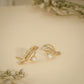 Crystal Leaf Pearl Stud Earrings – Elegant Nature Inspired Design