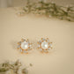 Floral Crystal Pearl Stud Earrings – Elegant Flower Design