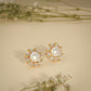 Floral Crystal Pearl Stud Earrings – Elegant Flower Design