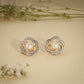 Pearl Bloom Halo Stud Earrings – 18K Gold Plated Anti-Tarnish Earrings