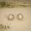 Pearl Bloom Halo Stud Earrings – 18K Gold Plated Anti-Tarnish Earrings