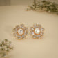 Radiant Pearl Bloom Stud Earrings – 18K Gold Plated Anti-Tarnish Earrings