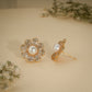 Radiant Pearl Bloom Stud Earrings – 18K Gold Plated Anti-Tarnish Earrings