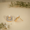 Geometric Pearl Stud Earrings