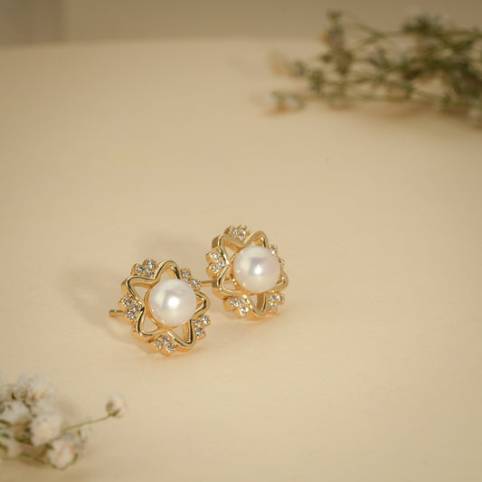 Star Pearl Stud Earrings