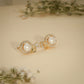 Pearl Vine Halo Stud Earrings – 18K Gold Plated Anti-Tarnish Earrings