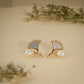 Pearl Leaf Arc Stud Earrings – 18K Gold Plated Anti-Tarnish Earrings