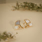 Pearl Leaf Arc Stud Earrings – 18K Gold Plated Anti-Tarnish Earrings