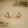 Pearl Ginkgo Leaf Stud Earrings – 18K Gold Plated Anti-Tarnish Earrings