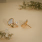 Pearl Ginkgo Leaf Stud Earrings – 18K Gold Plated Anti-Tarnish Earrings