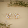 Pearl Bow Charm Stud Earrings – 18K Gold Plated Anti-Tarnish Earrings