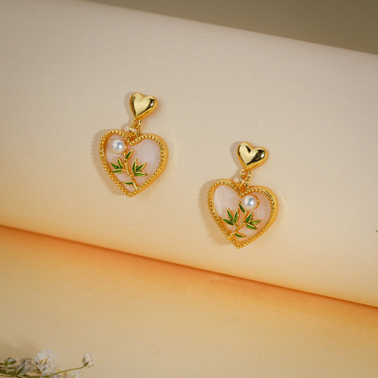 Heart Pearl Stud Earrings