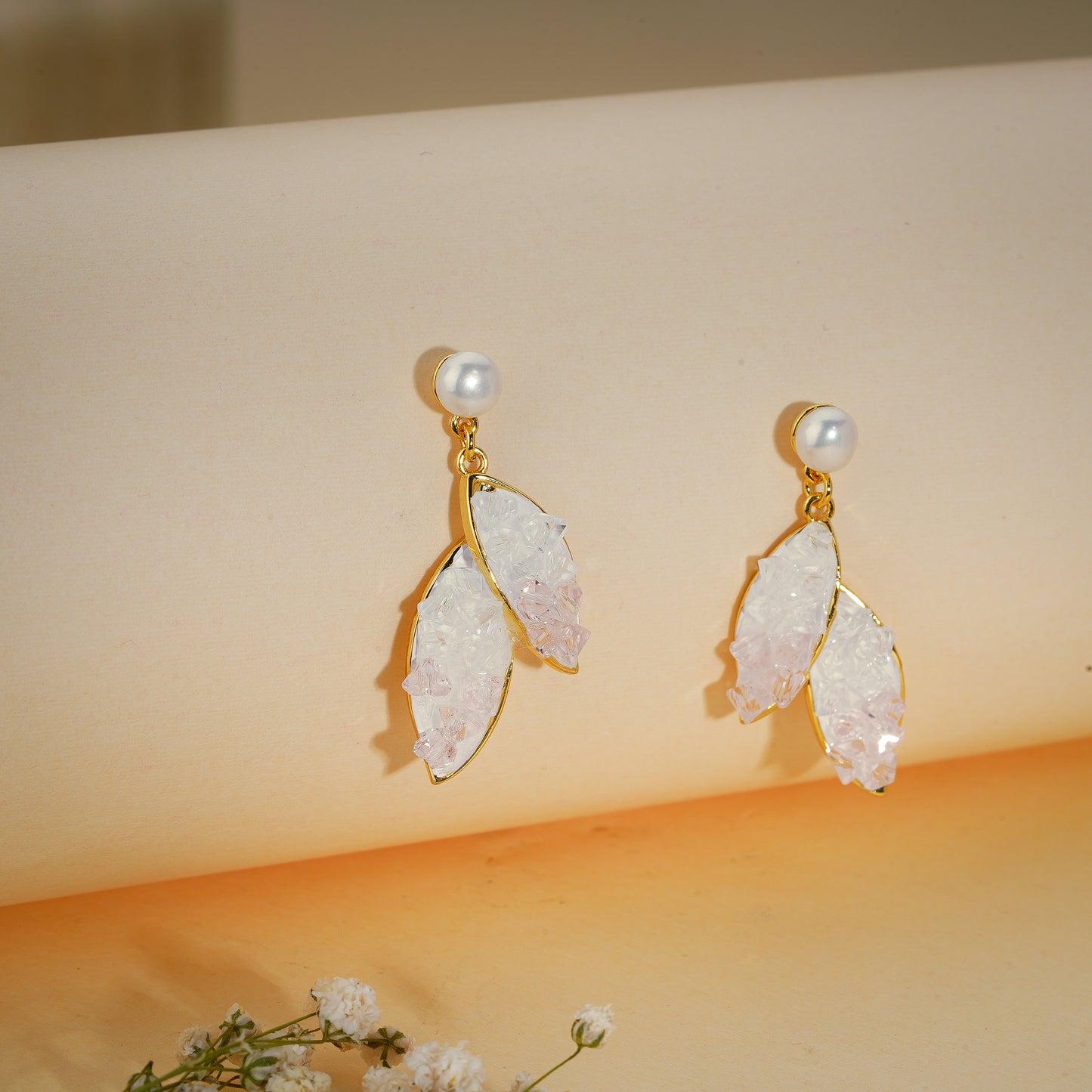 Crystal Petal Drop Earrings – 18K Gold Plated Anti-Tarnish Earrings