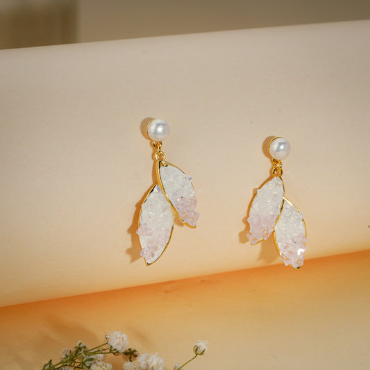 Crystal Petal Drop Earrings – 18K Gold Plated Anti-Tarnish Earrings