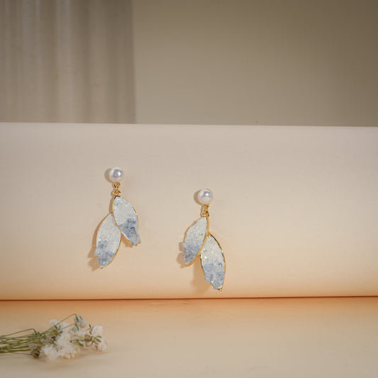 Ice Crystal Petal Drop Earrings – 18K Gold Plated Anti-Tarnish Earrings
