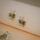Midnight Butterfly Pearl Drop Earrings – 18K Gold Plated Anti-Tarnish Earrings