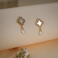 Pearl Clover Drop Earrings – 18K Gold Plated Anti-Tarnish Earrings