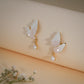 Blush Crystal Butterfly Pearl Drop Earrings – 18K Gold Plated Anti-Tarnish Earrings