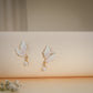 Blush Crystal Butterfly Pearl Drop Earrings – 18K Gold Plated Anti-Tarnish Earrings