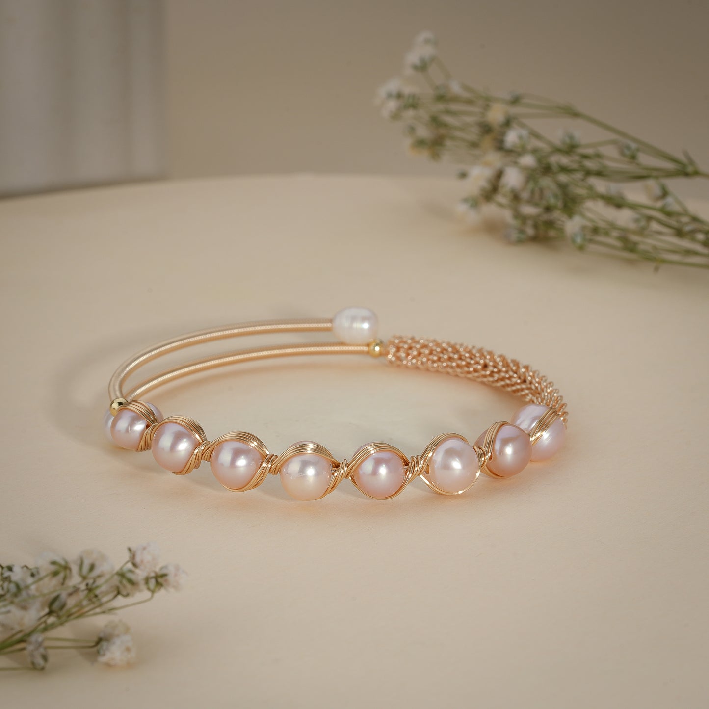 18K Gold Coated Pearl Adjustable Bracelet – Anti Tarnish Demi-Fine Jewellery