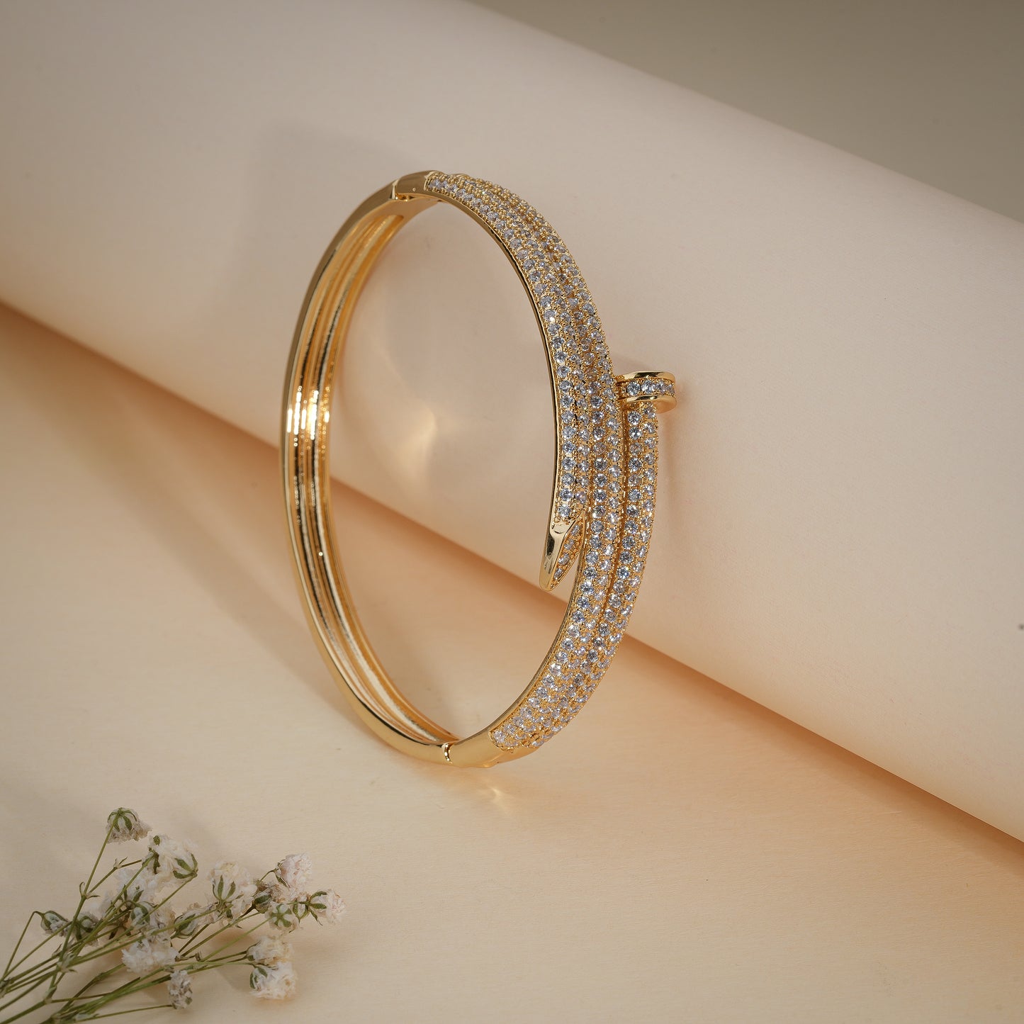 18K Gold Coated Crystal Nail Bracelet – Anti Tarnish Demi-Fine Jewellery