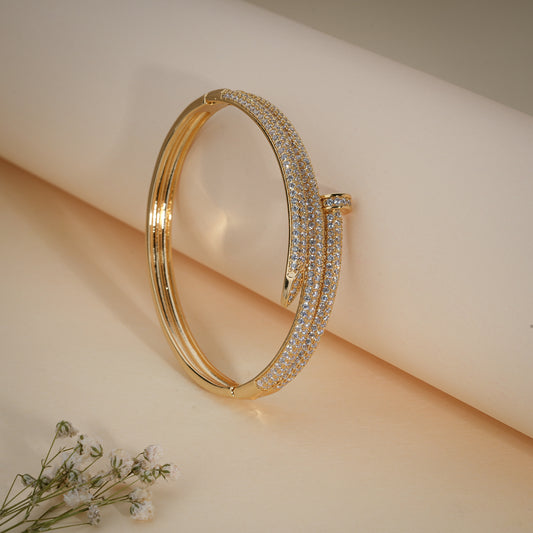 18K Gold Coated Crystal Nail Bracelet – Anti Tarnish Demi-Fine Jewellery