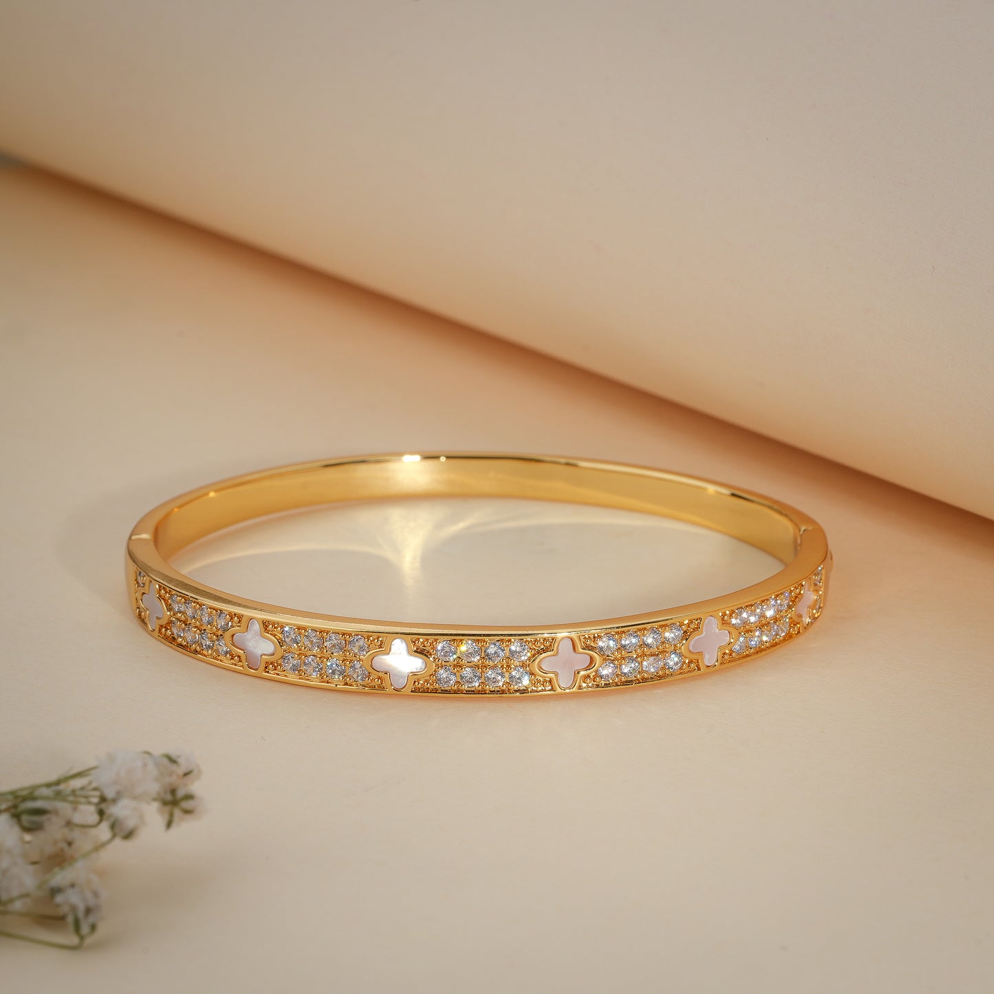18K Gold Coated Clover Crystal Bracelet – Anti Tarnish Demi-Fine Jewellery