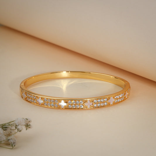 18K Gold Coated Clover Crystal Bracelet – Anti Tarnish Demi-Fine Jewellery