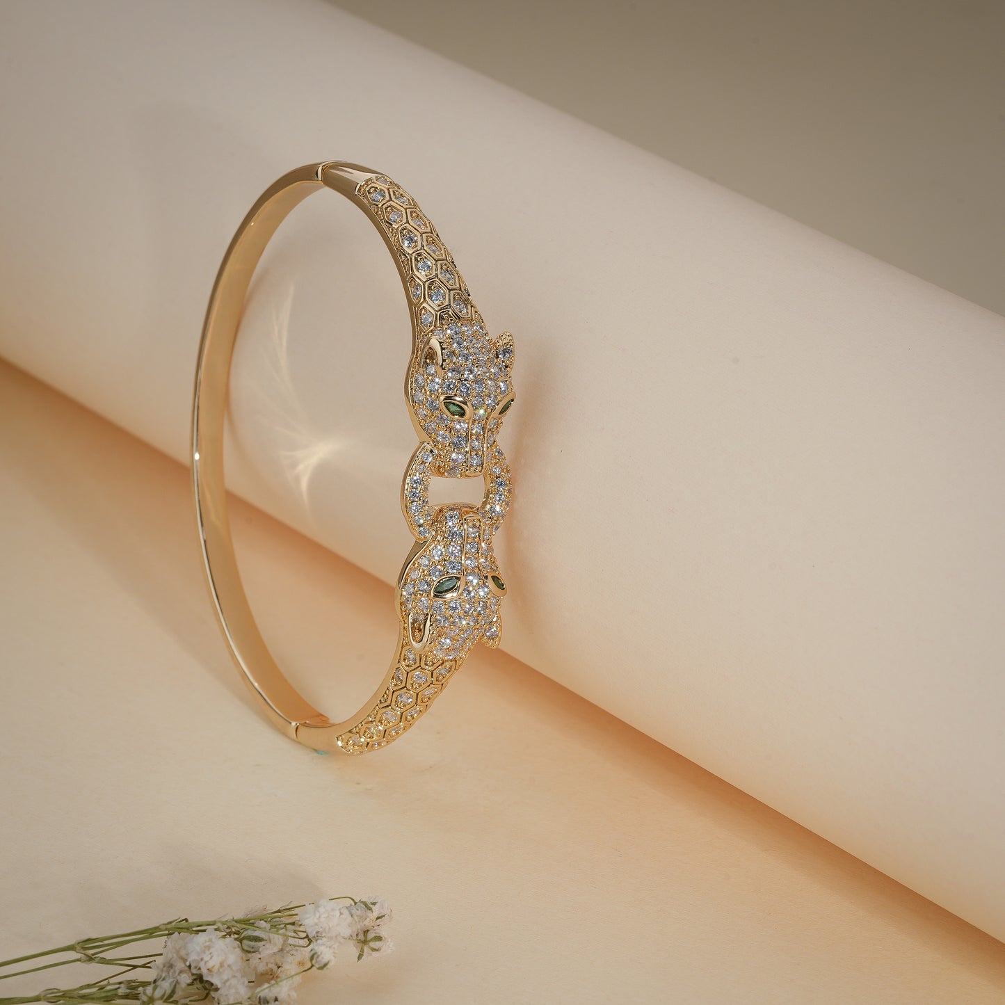 18K Gold Coated Twin Panther Crystal Bracelet – Anti Tarnish Demi-Fine Jewellery