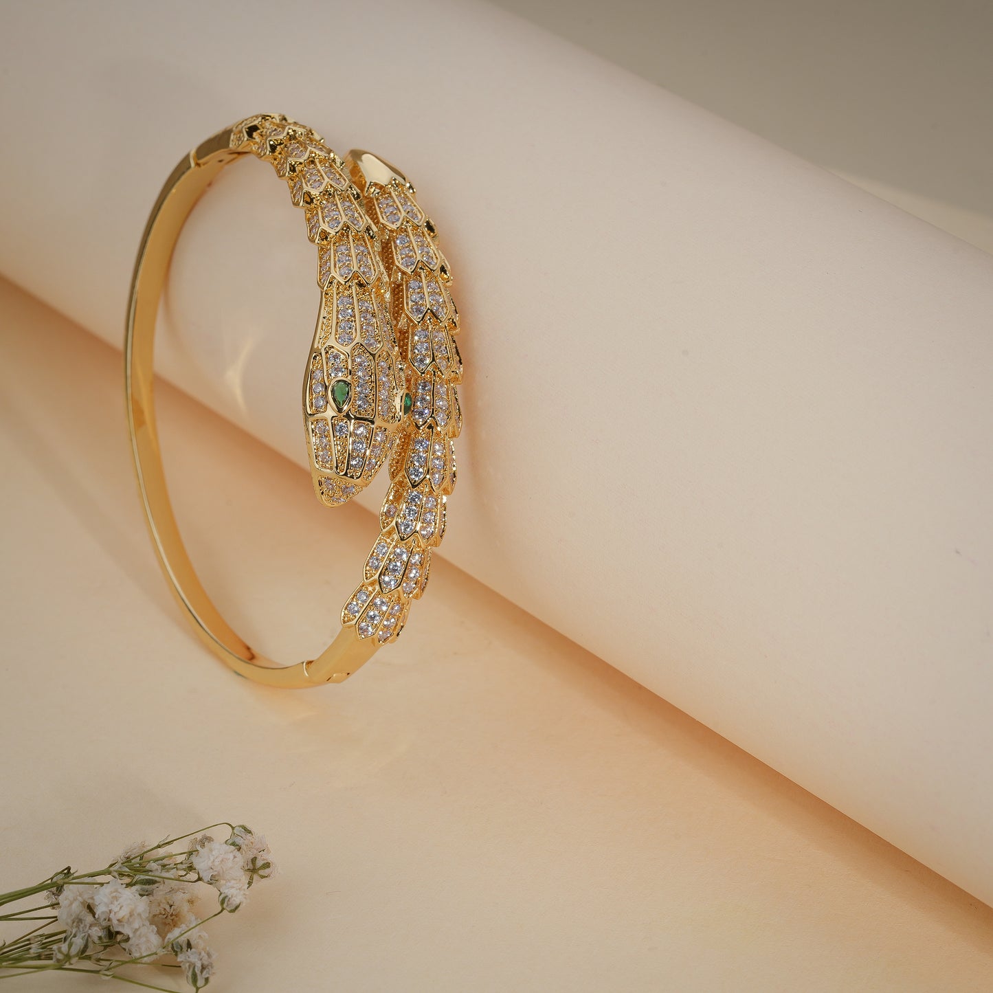 18K Gold Coated Serpent Crystal Bracelet – Anti Tarnish Demi-Fine Jewellery