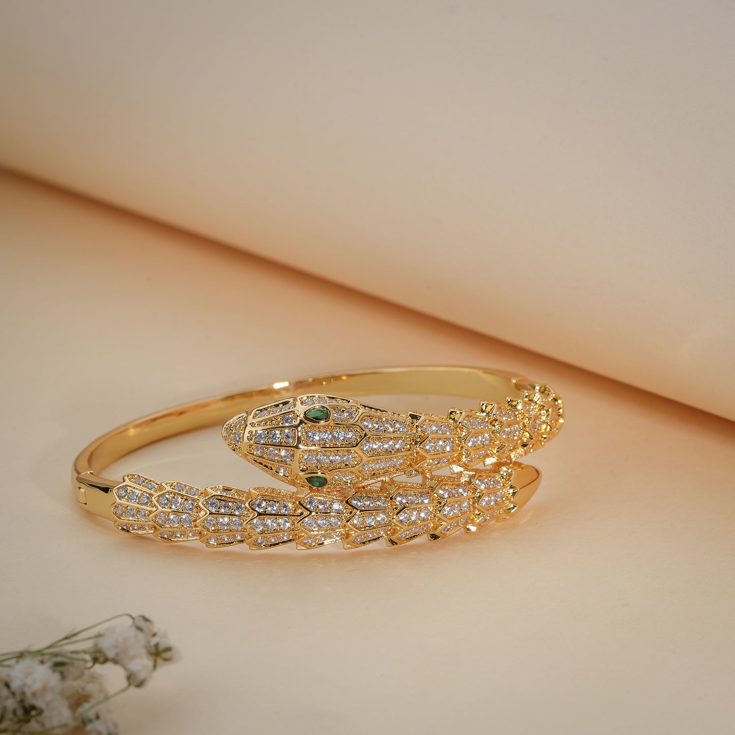 18K Gold Coated Serpent Crystal Bracelet – Anti Tarnish Demi-Fine Jewellery