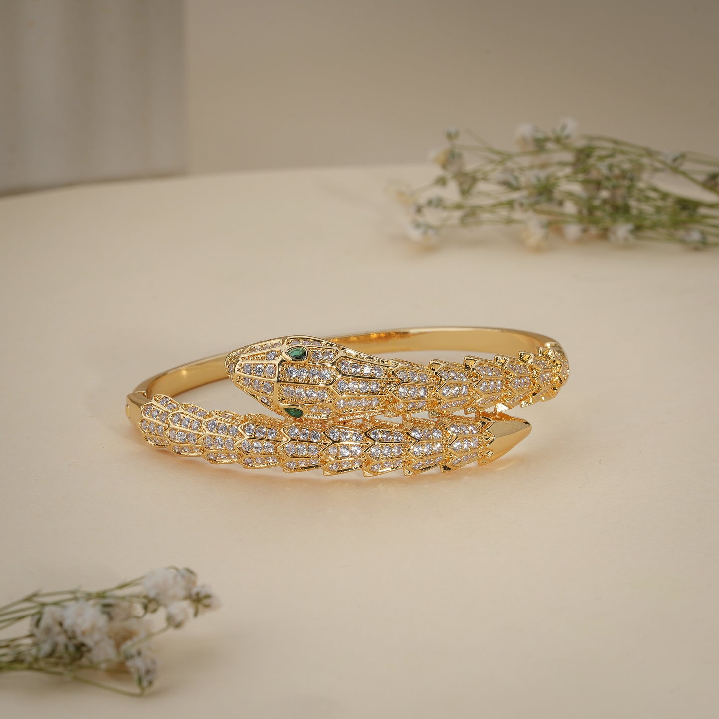18K Gold Coated Serpent Crystal Bracelet – Anti Tarnish Demi-Fine Jewellery