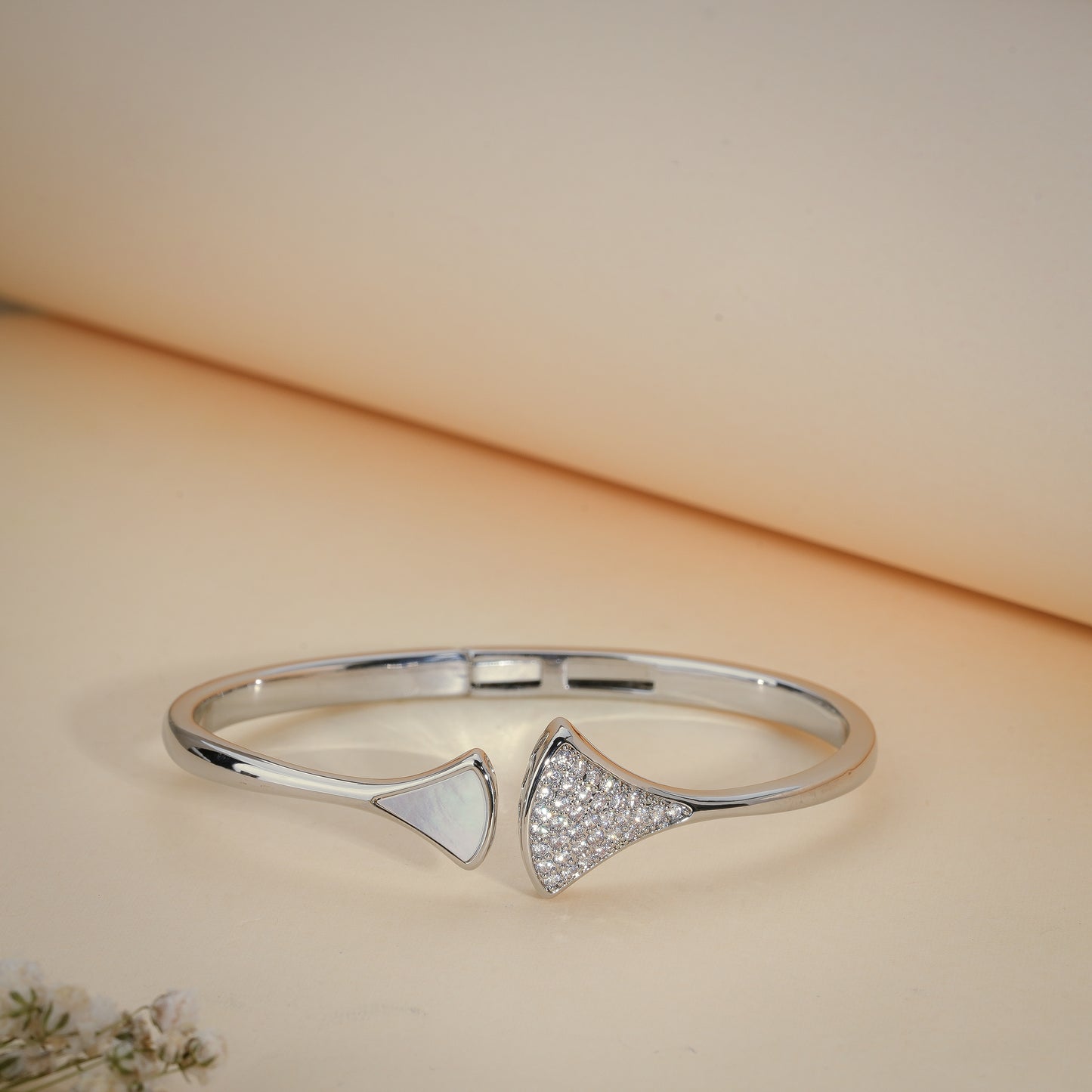 White Gold Coated Crystal Cuff Bracelet – Anti Tarnish Demi-Fine Jewellery