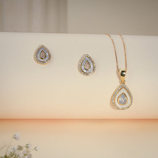 Radiant Teardrop Crystal Pendant & Earrings Set