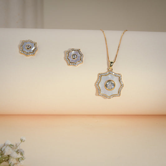 Celeste Floral Pearl Pendant Set